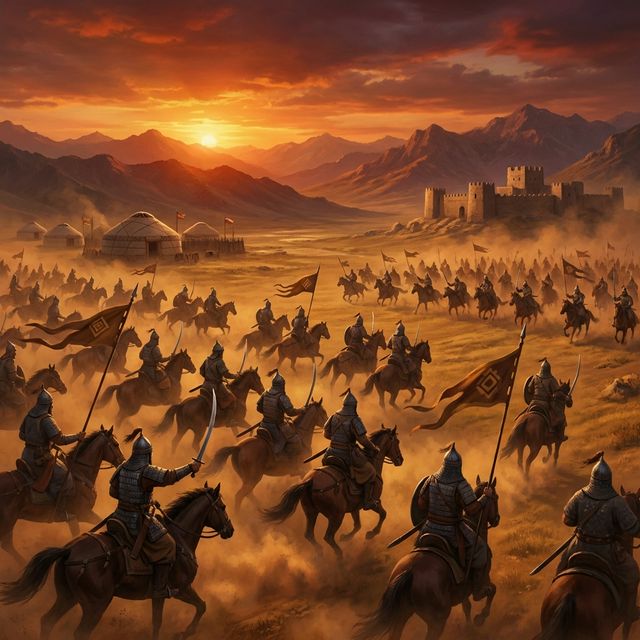 Medieval Central Asian cavalry charge — representing Sabuktigin's military campaigns against the Hindu Shahi kingdom